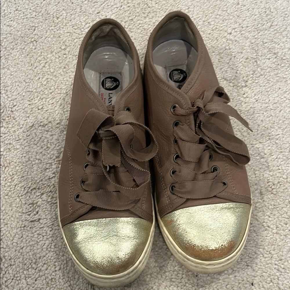 Lanvin Brown and Gold Casual Sneakers